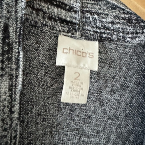 Chico’s Betty Black-and-White Cardigan Marled Sz 2 - Picture 3 of 5